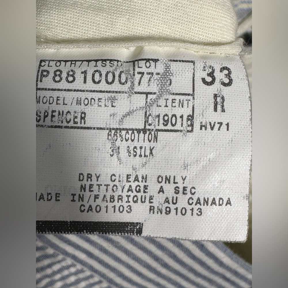 Saks Fifth Ave size 14 women's trousers pants silk/cotton pinstriped classic - Picture 5 of 9